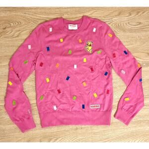 HARI Pink Embroidered Candy Crewneck Sweater